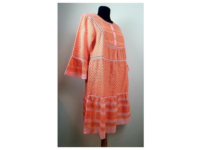 Vestido de algodón Jadee Cecilie Copenhagen naranja rosa Multicolor - vista 2