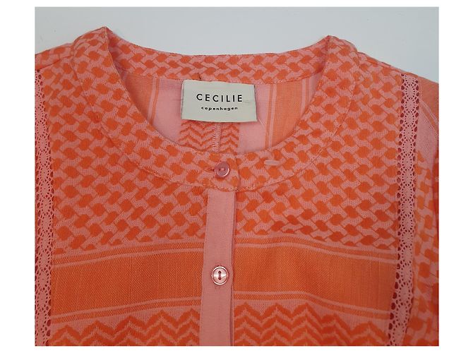 Vestido de algodón Jadee Cecilie Copenhagen naranja rosa Multicolor - vista 4