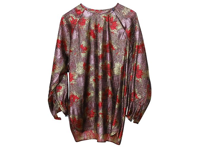 Isabel Marant Top Wilny in lurex e seta multicolor D'oro Metallico - vista 3