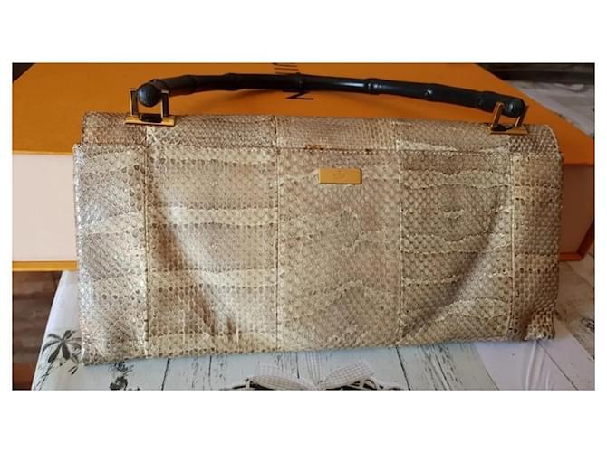 Bamboo Gucci Vintage Python-Tasche aus Bambus Mehrfarben - Ansicht 9