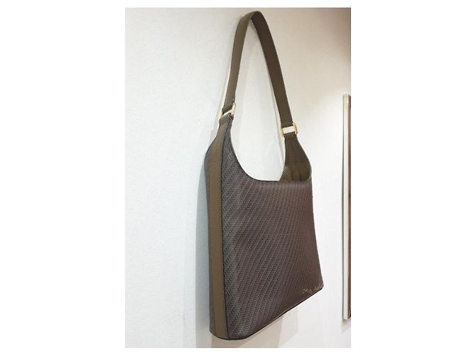 Lancel Vintage Tasche aus gewebtem Leder Braun Beige - Ansicht 8