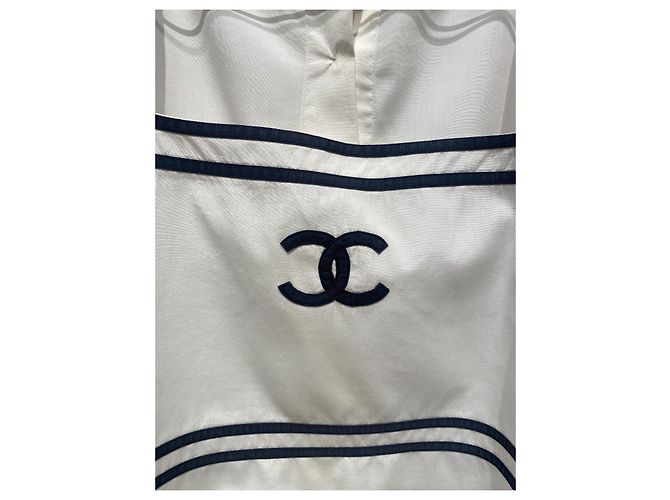 Top Chanel de algodón blanco y azul marino - vista 2