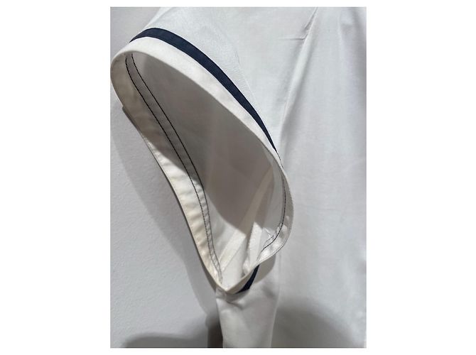 Top Chanel de algodón blanco y azul marino - vista 6