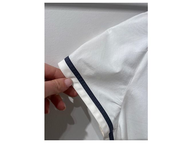 Top Chanel de algodón blanco y azul marino - vista 7