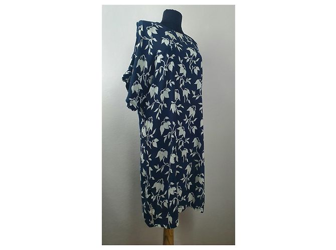 Ganni Maxwell Crepe Blumenkleid blau - Ansicht 3