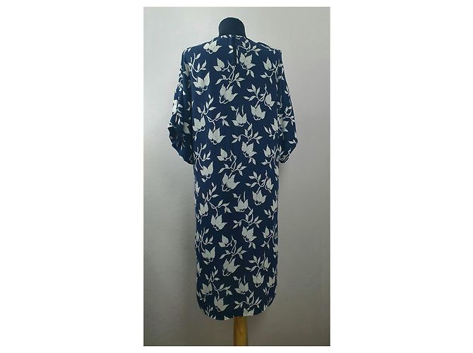 Ganni Maxwell Crepe Blumenkleid blau - Ansicht 5