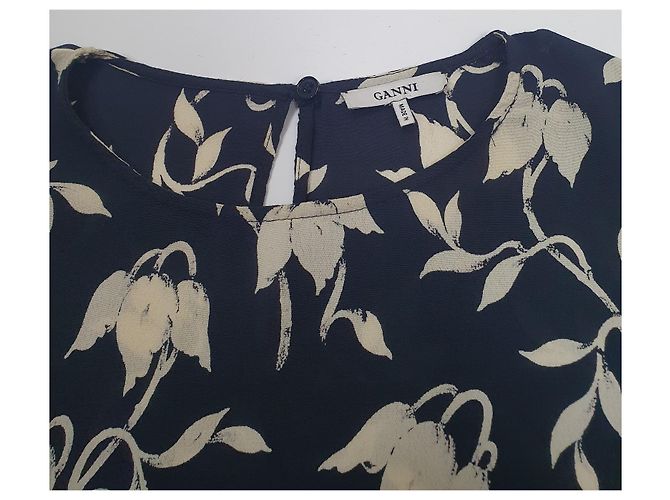 Ganni Maxwell Crepe Blumenkleid blau - Ansicht 6