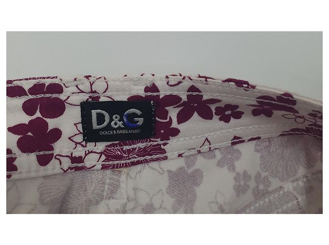 Calças florais D&G de algodão branco e roxo Multicor - vista 5