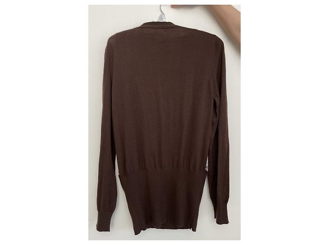 Hermès Casaco Hermes Seda e Cashmere Chocolate Marrom e Conjunto Top - vista 3