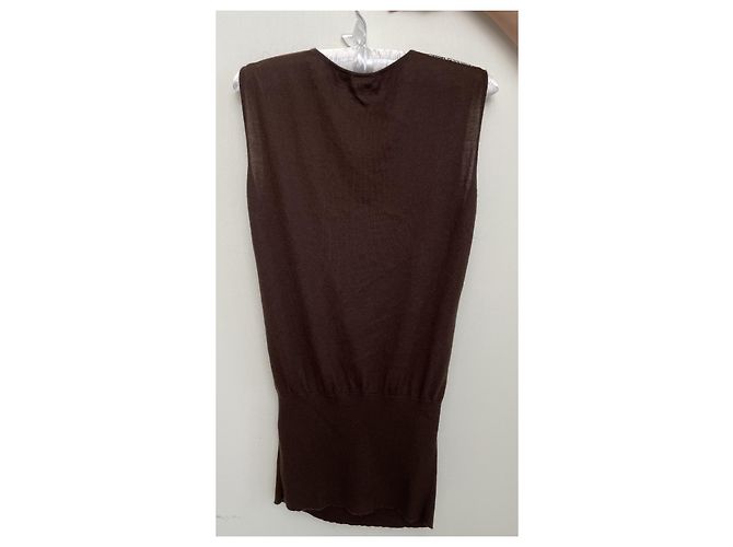 Hermès Casaco Hermes Seda e Cashmere Chocolate Marrom e Conjunto Top - vista 4