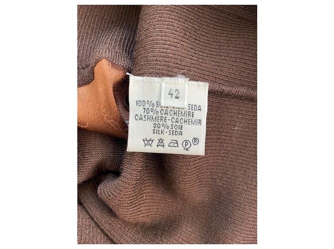 Hermès Casaco Hermes Seda e Cashmere Chocolate Marrom e Conjunto Top - vista 6