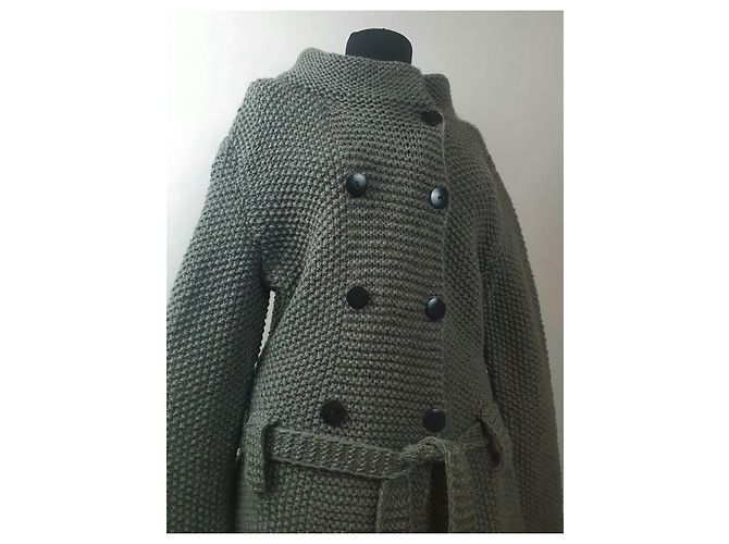 Autre Marque Rabens Saloner Strickjacke aus Wolle Grau M - Ansicht 2
