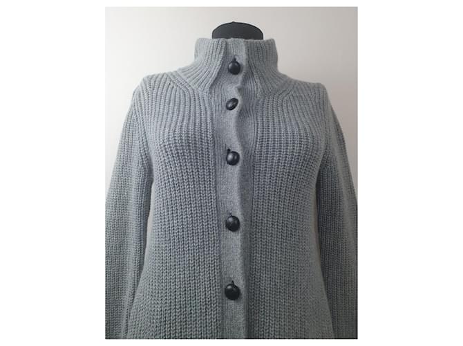 Theory Strickjacke Grau Baumwolle Kaschmir Angora - Ansicht 2