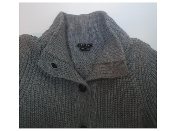 Theory Strickjacke Grau Baumwolle Kaschmir Angora - Ansicht 5