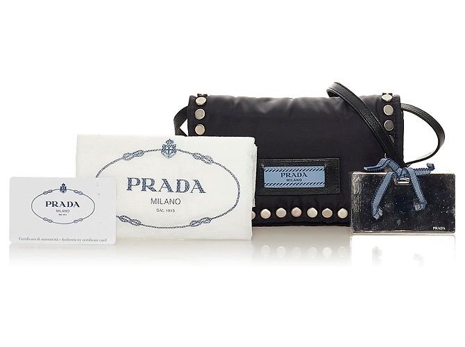 Borsa a tracolla Prada Black Tessuto Etiquette - vista 9
