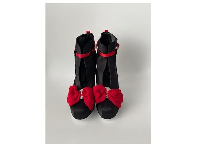 Dsquared2 stivaletti con fiocco rosso Nero - vista 3