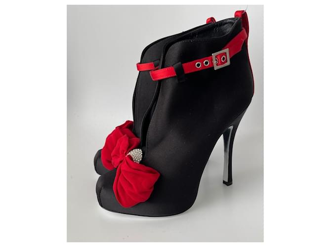 Dsquared2 stivaletti con fiocco rosso Nero - vista 8