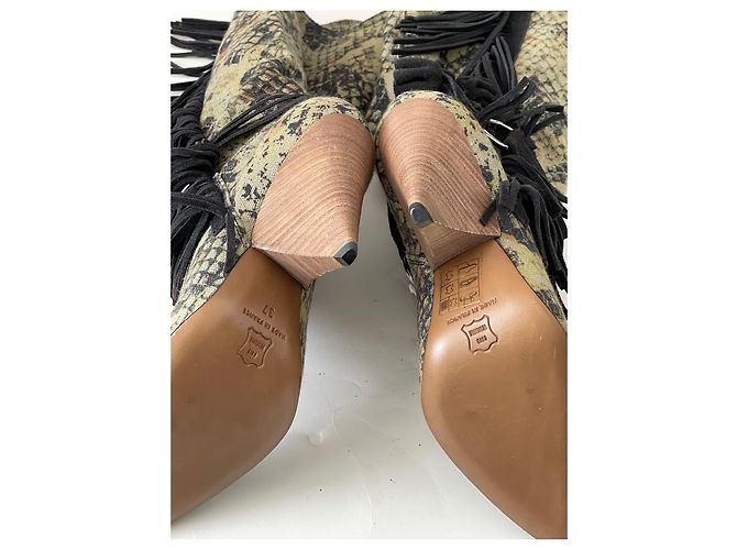 Isabel Marant Dana Canvas-Stiefel mit Fransen Gr 37 NEU Mehrfarben - Ansicht 13