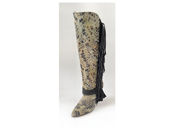 Isabel Marant Dana Canvas-Stiefel mit Fransen Gr 37 NEU Mehrfarben - Ansicht 14
