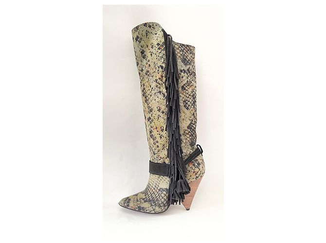 Isabel Marant Dana Canvas-Stiefel mit Fransen Gr 37 NEU Mehrfarben - Ansicht 15