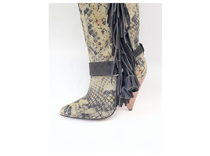 Isabel Marant Dana Canvas-Stiefel mit Fransen Gr 37 NEU Mehrfarben - Ansicht 18