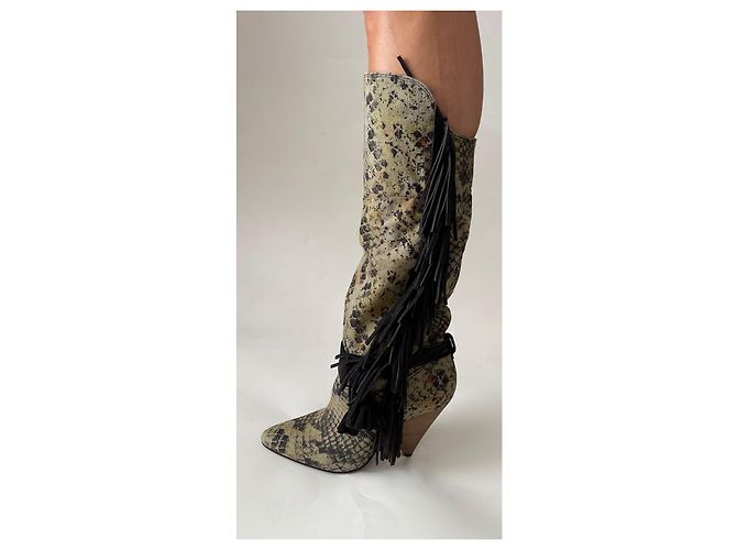 Isabel Marant Dana Canvas-Stiefel mit Fransen Gr 37 NEU Mehrfarben - Ansicht 2