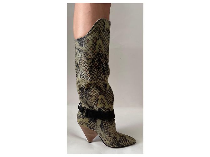 Isabel Marant Dana Canvas-Stiefel mit Fransen Gr 37 NEU Mehrfarben - Ansicht 3