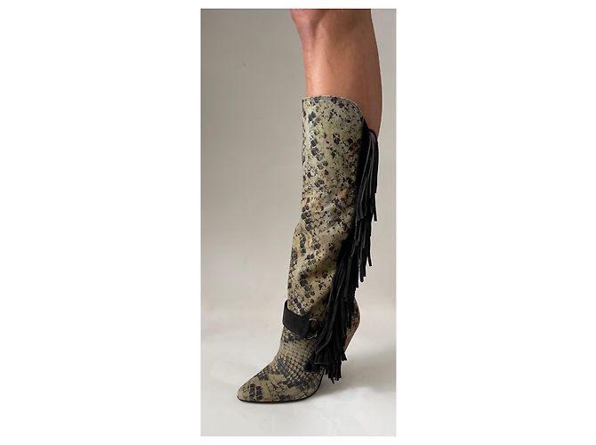 Isabel Marant Dana Canvas-Stiefel mit Fransen Gr 37 NEU Mehrfarben - Ansicht 4