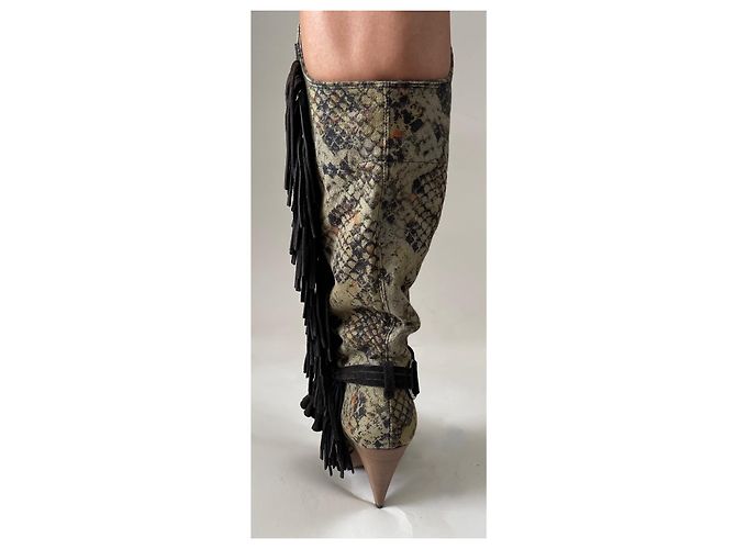 Isabel Marant Dana Canvas-Stiefel mit Fransen Gr 37 NEU Mehrfarben - Ansicht 5