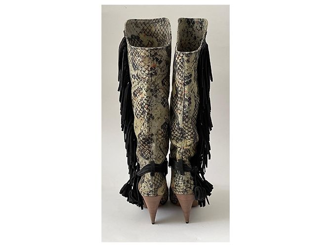 Isabel Marant Dana Canvas-Stiefel mit Fransen Gr 37 NEU Mehrfarben - Ansicht 9