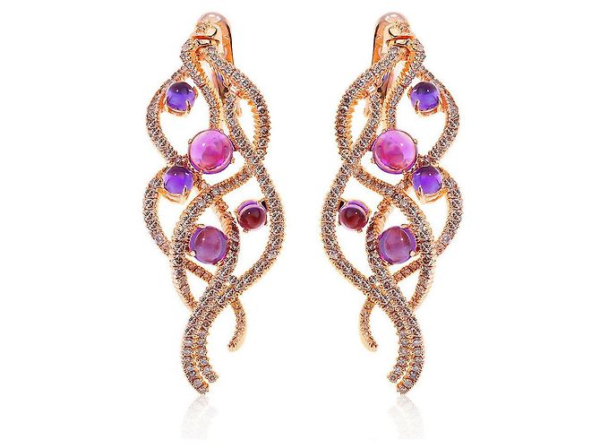 Brincos de ametista com ouro Damiani Natural Grace - vista 2