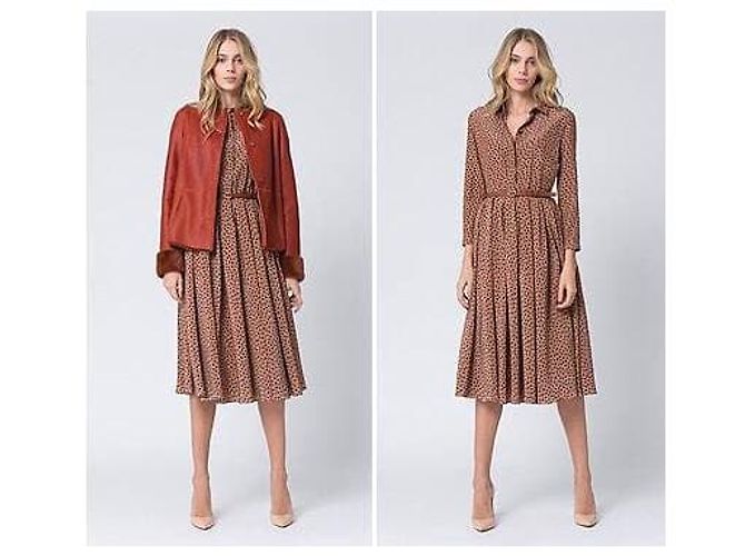 Alexander Terekhov Kleid mit 3/4 Ärmel Braun - Ansicht 5
