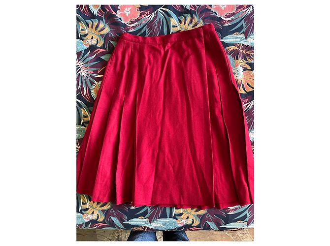Yves Saint Laurent Falda cruzada plisada roja de Saint Laurent - vista 2