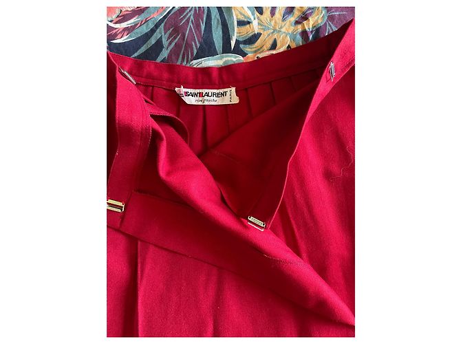 Yves Saint Laurent Falda cruzada plisada roja de Saint Laurent - vista 6
