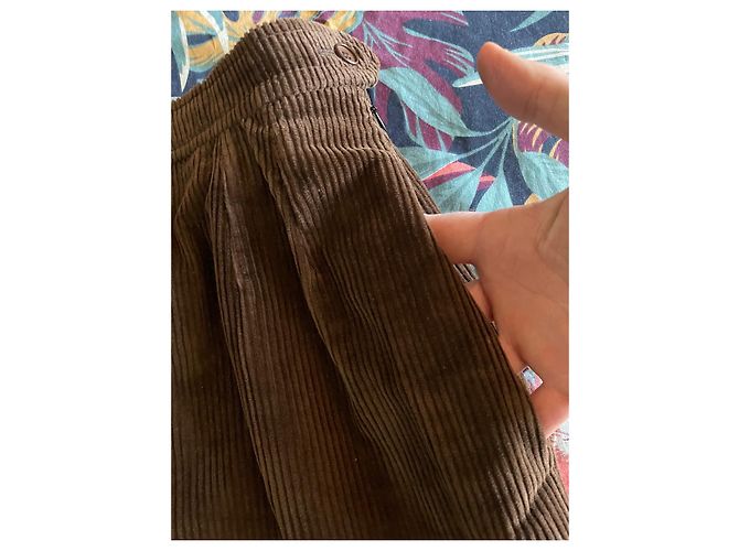 Falda de terciopelo Yves Saint Laurent Castaño - vista 5