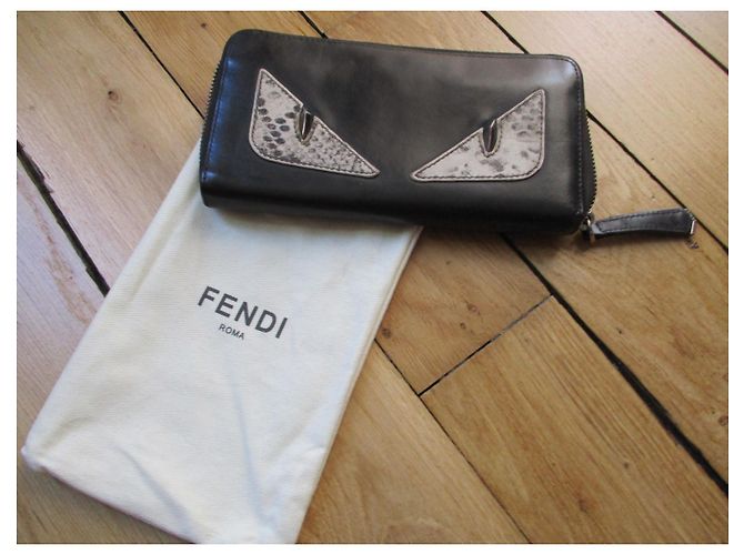 Fendi Monster Compagno in pelle nera Nero - vista 2