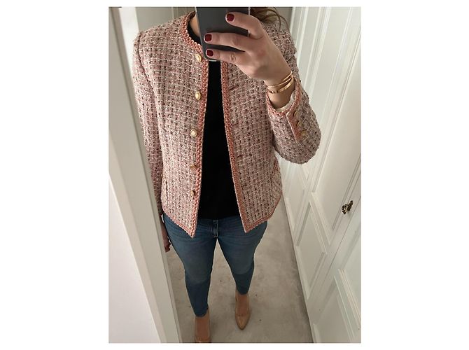 Autre Marque Ray Morice Paris Tweed Jacke Rosa Wolle 42 Pink - Ansicht 2