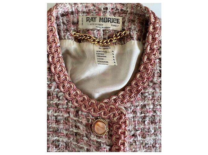 Autre Marque Ray Morice Paris Tweed Jacke Rosa Wolle 42 Pink - Ansicht 3