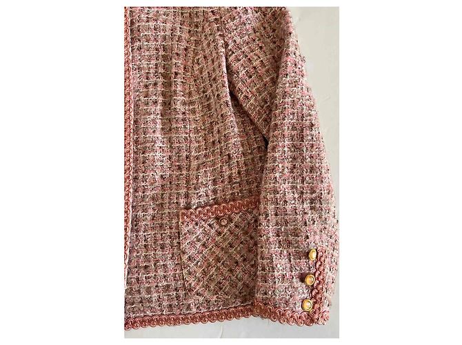 Autre Marque Ray Morice Paris Tweed Jacke Rosa Wolle 42 Pink - Ansicht 4