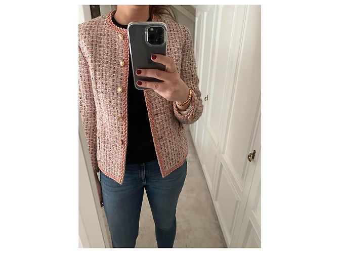 Autre Marque Ray Morice Paris Tweed Jacke Rosa Wolle 42 Pink - Ansicht 5
