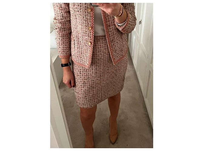 Autre Marque Ray Morice Paris Tweed Jacke Rosa Wolle 42 Pink - Ansicht 8