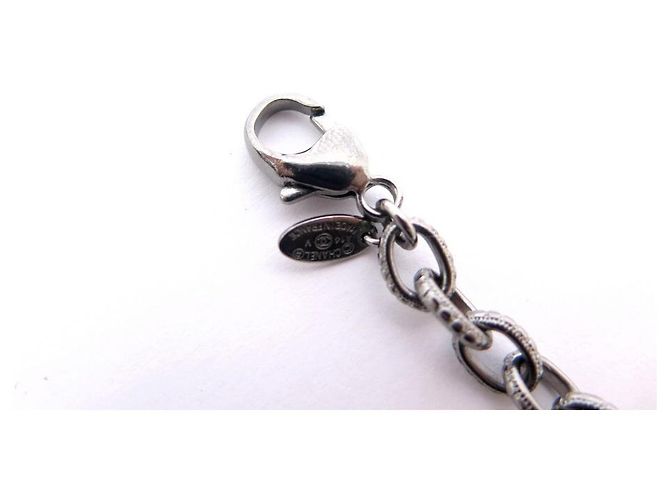 NUOVA COLLANA CHANEL LOGO CC 63 PENDENTE PERLINE IN METALLO ARGENTO E COLLANA DI CM - vista 3