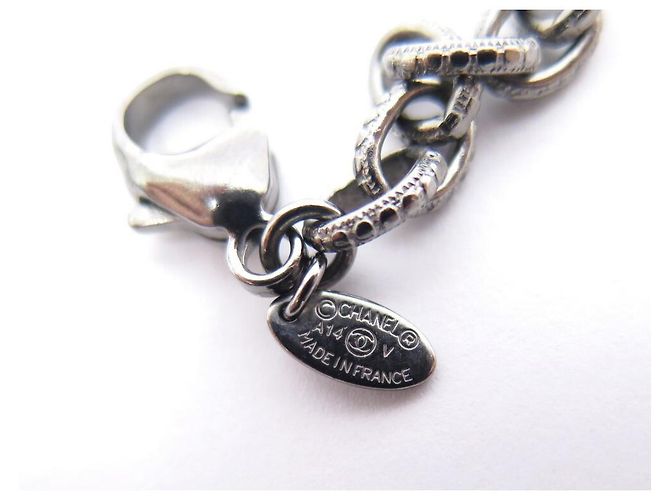 NUOVA COLLANA CHANEL LOGO CC 63 PENDENTE PERLINE IN METALLO ARGENTO E COLLANA DI CM - vista 5