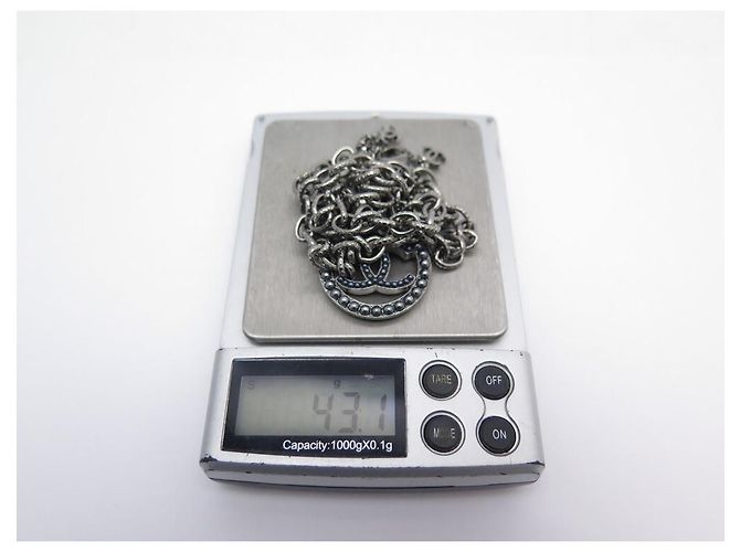 NUOVA COLLANA CHANEL LOGO CC 63 PENDENTE PERLINE IN METALLO ARGENTO E COLLANA DI CM - vista 6