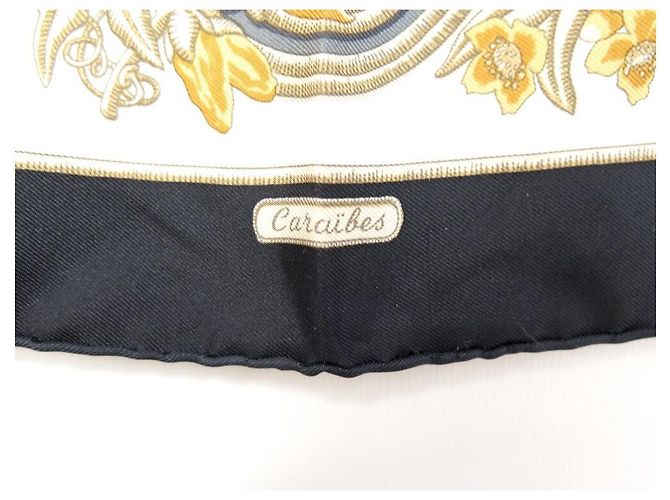 Hermès NUOVA SCIARPA HERMES CARAIBES VAUZELLES GAVROCHE 45 SCIARPA IN SETA QUADRATO Nero - vista 4