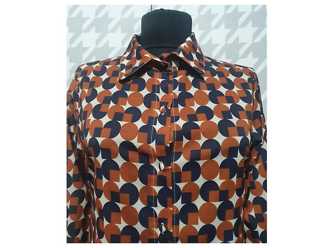 Autre Marque Top Kaos Jeans a Pois Marrone e Blu - vista 2