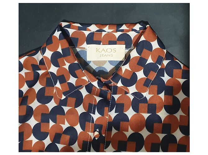 Autre Marque Top Kaos Jeans a Pois Marrone e Blu - vista 6