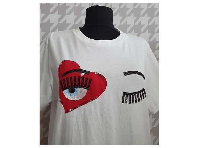 Camiseta larga blanca de algodón Chiara Ferragni M Blanco Multicolor - vista 2