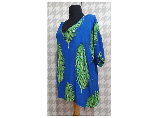 Autre Marque Top in viscosa blu e verde Fabienne Chapot XL - vista 3