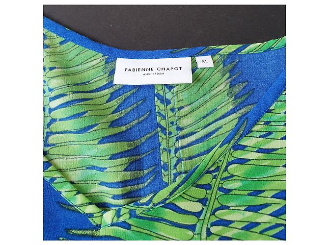 Autre Marque Top in viscosa blu e verde Fabienne Chapot XL - vista 5